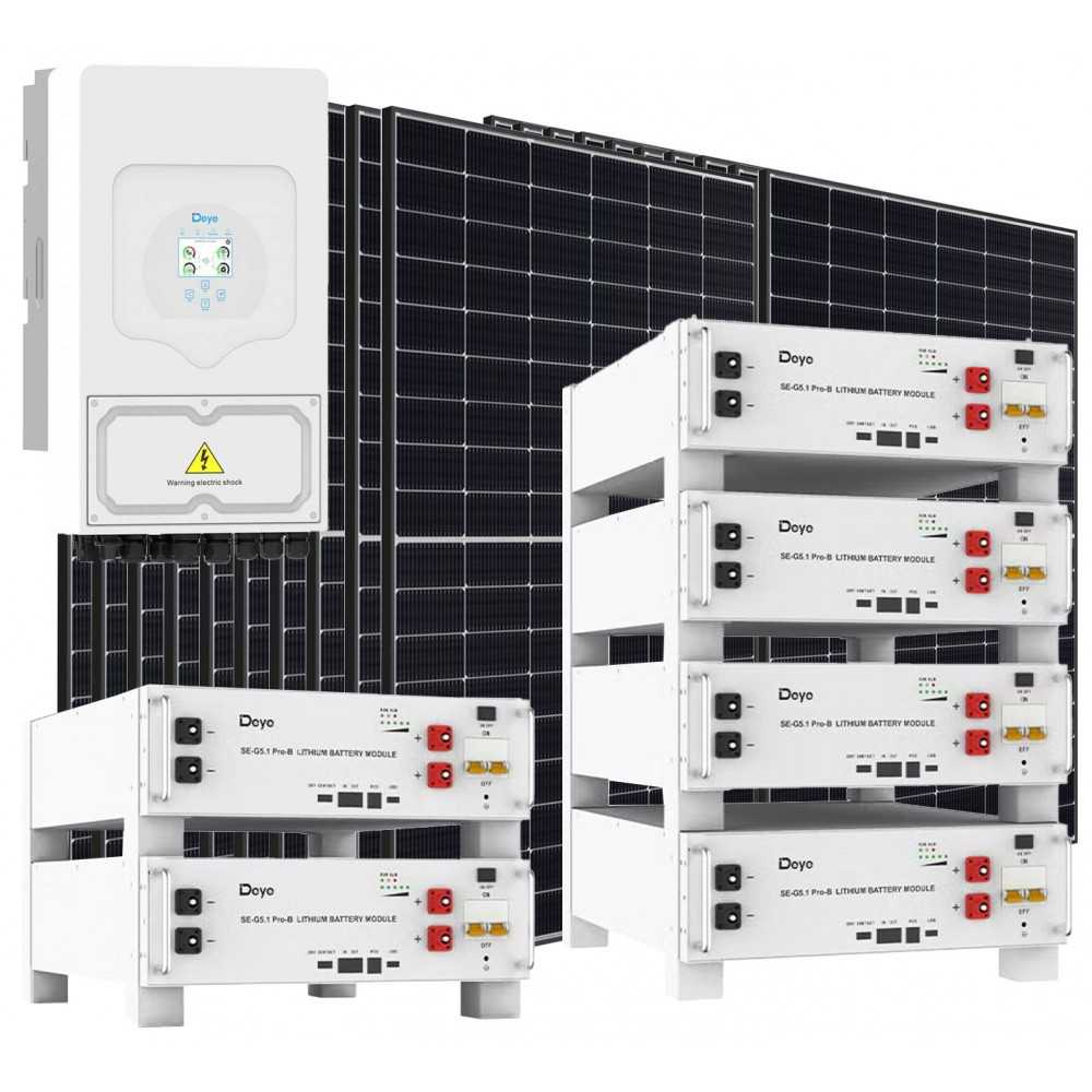 Kit fotovoltaico Off Grid 6000-9000W DEYE PRO accumulo 30.72kWh Baita Casa Kit anti Lockdown Energetico