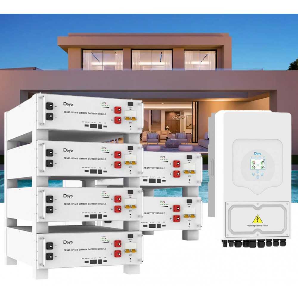 Kit fotovoltaico Off Grid 6000-9000W DEYE PRO accumulo 30.72kWh Baita Casa Kit anti Lockdown Energetico