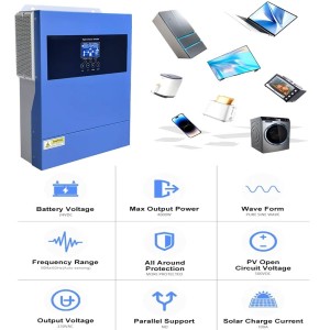 Kit Fotovoltaico 24V 2700W Inverter 4kW 230V e Batterie LiFePo4 5.12kWh Off Grid Baita Casa Isolata