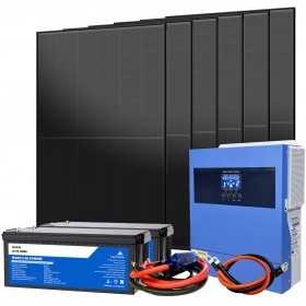 24V 2700W Photovoltaic Kit with 4kW 230V Inverter and 5.12kWh LiFePo4 Batteries Off Grid Isolated House Cabin