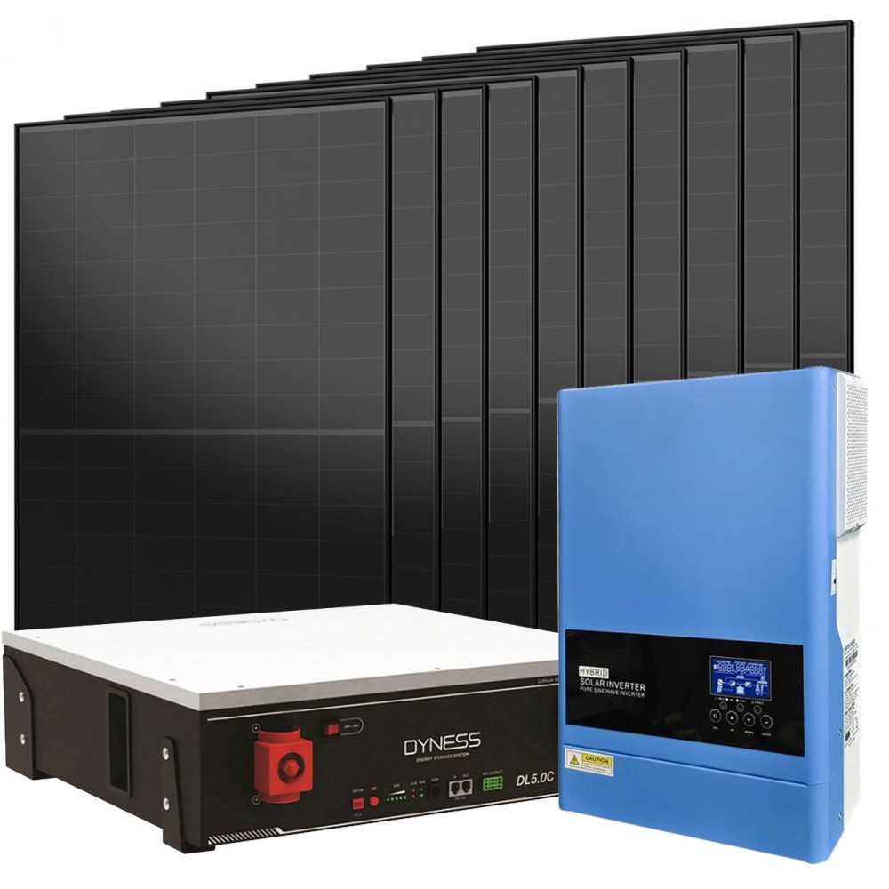 48V 4500W Photovoltaic Kit with 6kW 230V Inverter and 5.12kWh LiFePo4 Batteries Off Grid Isolated House Cabin