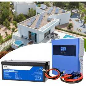 Kit Fotovoltaico 24V 2000W Inverter 4kW 230V e Batterie LiFePo4 2.56kWh Off Grid Baita Casa Isolata