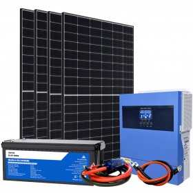 Kit Fotovoltaico 24V 2000W Inverter 4kW 230V e Batterie LiFePo4 2.56kWh Off Grid Baita Casa Isolata
