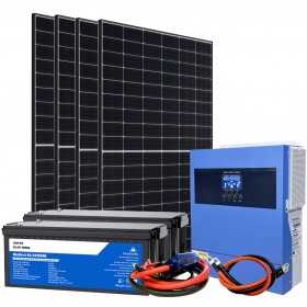 24V 2000W Photovoltaic Kit with 4kW 230V Inverter and 5.12kWh LiFePo4 Batteries Off Grid Isolated House Cabin