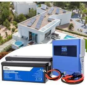 Kit Fotovoltaico 24V 2000W Inverter 4kW 230V e Batterie LiFePo4 5.12kWh Off Grid Baita Casa Isolata