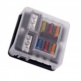 Portafusibili a 6 vie per fusibili lamellari automobilistici con indicatore LED OF012826