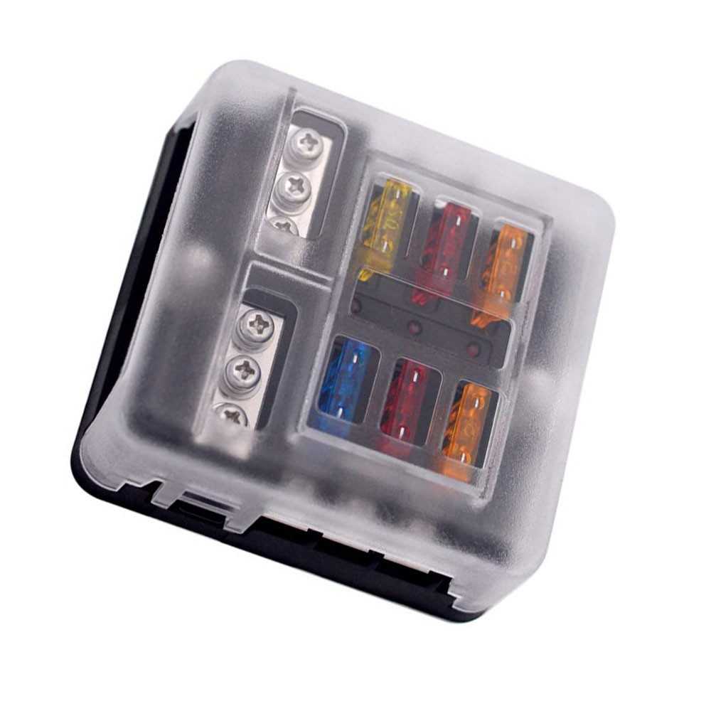 6-way fuse holder for automotive flat fuses with LED display OF012826