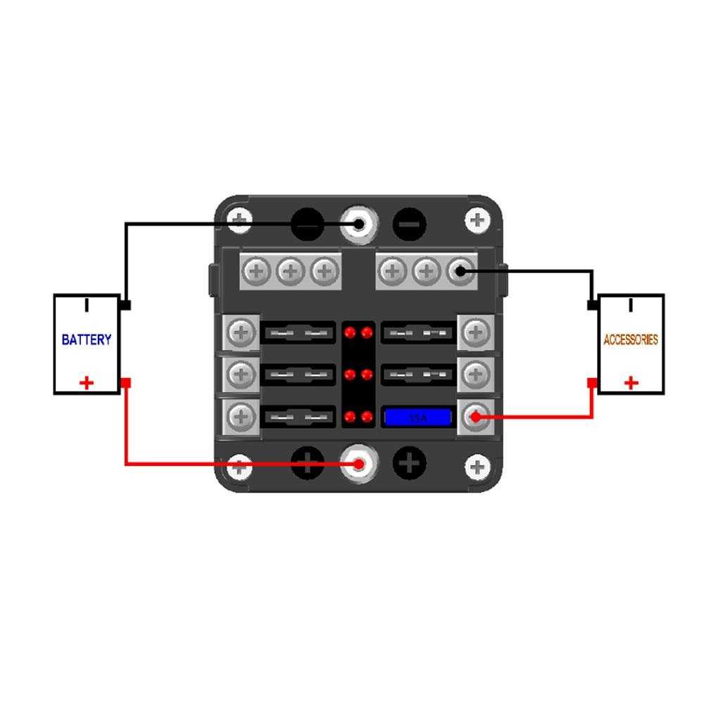 Portafusibili a 6 vie per fusibili lamellari automobilistici con indicatore LED OF012826