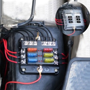 6-way fuse holder for automotive flat fuses with LED display OF012826