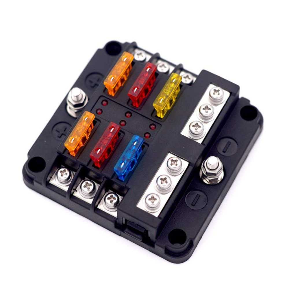 6-way fuse holder for automotive flat fuses with LED display OF012826