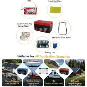 AST-100 Batteria al litio 12.8V 100A 1280Wh Smontabile Collegabile in serie