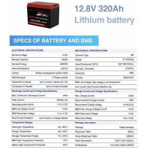 AST-320 Batteria al litio 12.8V 320A 4096Wh Smontabile Collegabile in serie