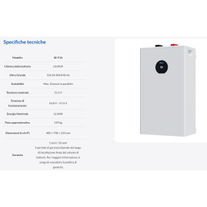 Deye DEYE SE-F16 C Batteria LiFePo4 16kWh 51,2V con BMS ad Alte Prestazioni per solare OffGrid LV + On Grid