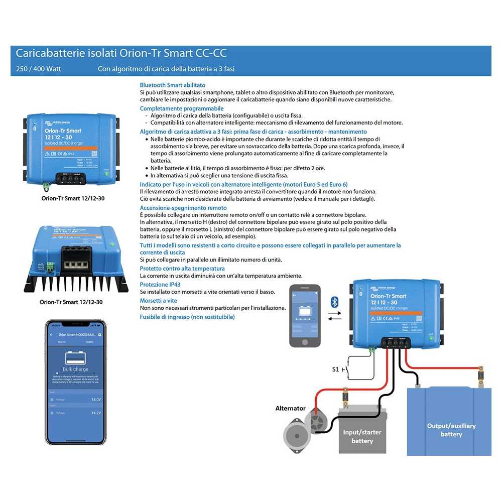 Victron Orion-Tr Smart 12/12-30 Convertitore 30A 360W Caricabatterie Isolato CC-CC con Bluetooth