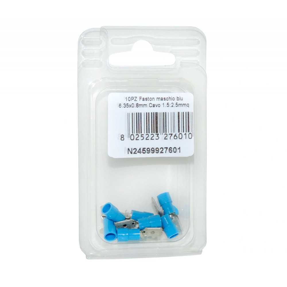 Faston blue male connector Tab 6.35X0,8mm Cable 1.5:2.5sqmm 10pcs