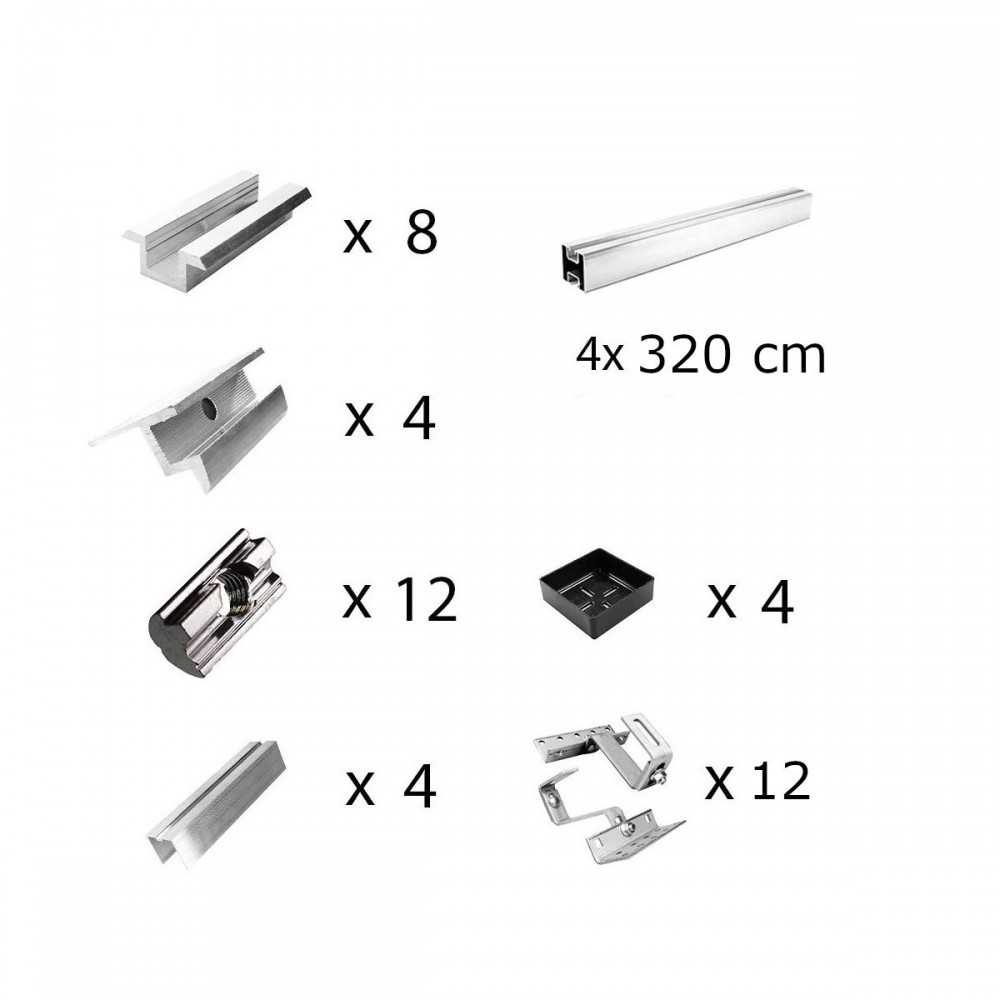 Adjustable mounting kit h30 with brackets for sloping roof 5 solar panels