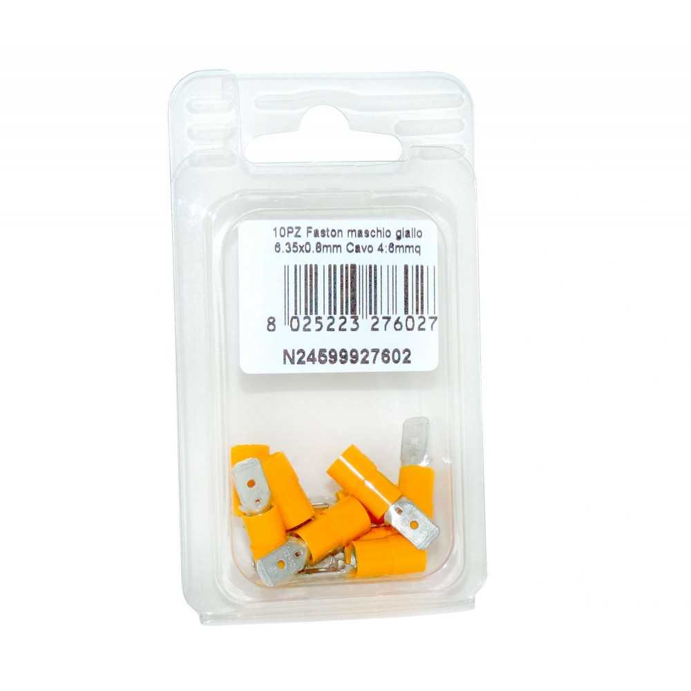 Faston yellow male connector Tab 6.35X0,8mm Cable 4:6sqmm 10pcs