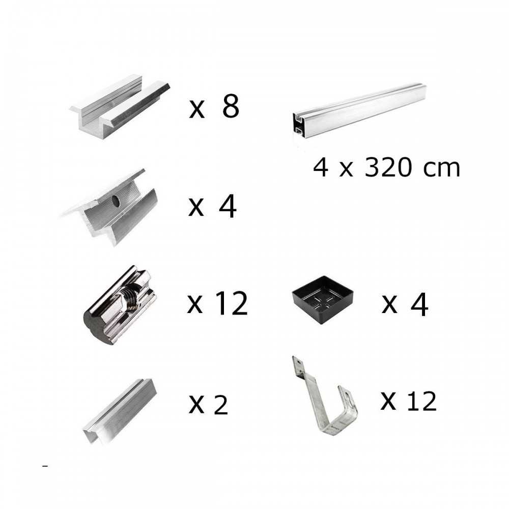 Mounting kit h30 with fixed roof brackets for sloping roof 5 panels