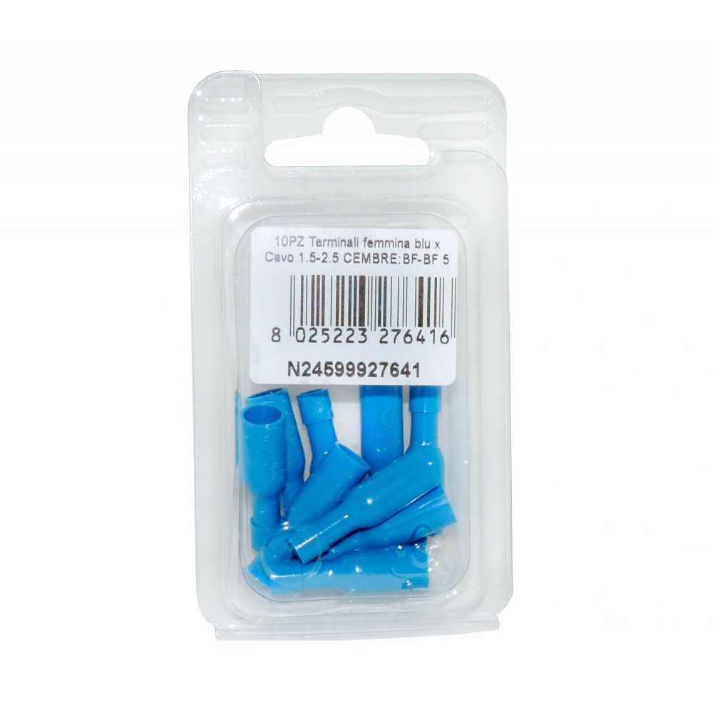 Blue Female Terminals for 1.5-2.5 Cable 10PCS