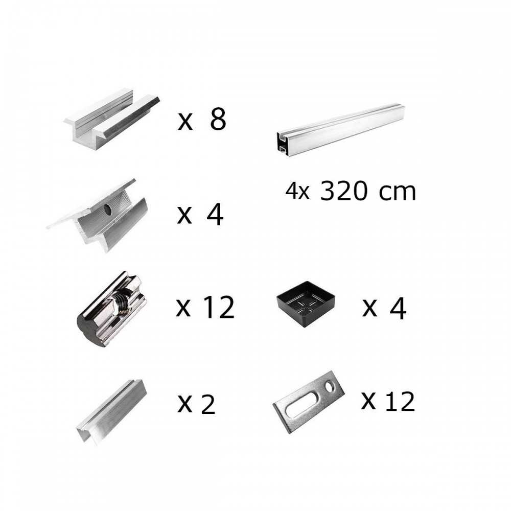 Mounting kit h30 with roof studs for pitched roof 5 solar panels frame 30 mm