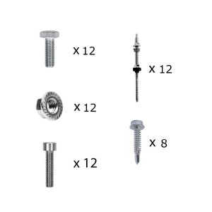 Mounting kit h35 with roof studs for pitched roof 5 solar panels frame 35 mm