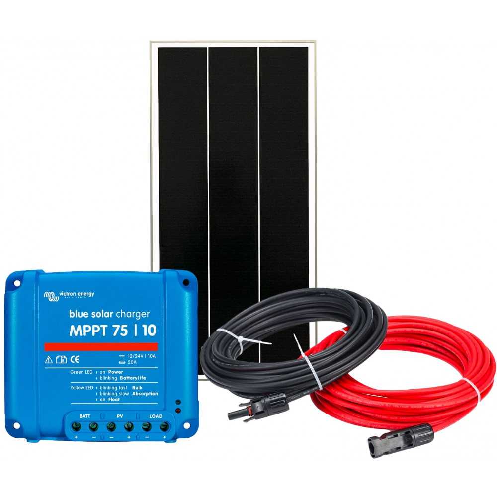 Kit Solare Camper 12V 100W Fotovoltaico con Regolatore Victron Energy BlueSolar MPPT 10A + Kit Cavi