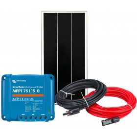12V 100W Photovoltaic Camper Solar Kit with Victron SmartSolar MPPT 15A Regulator + Cable Kit