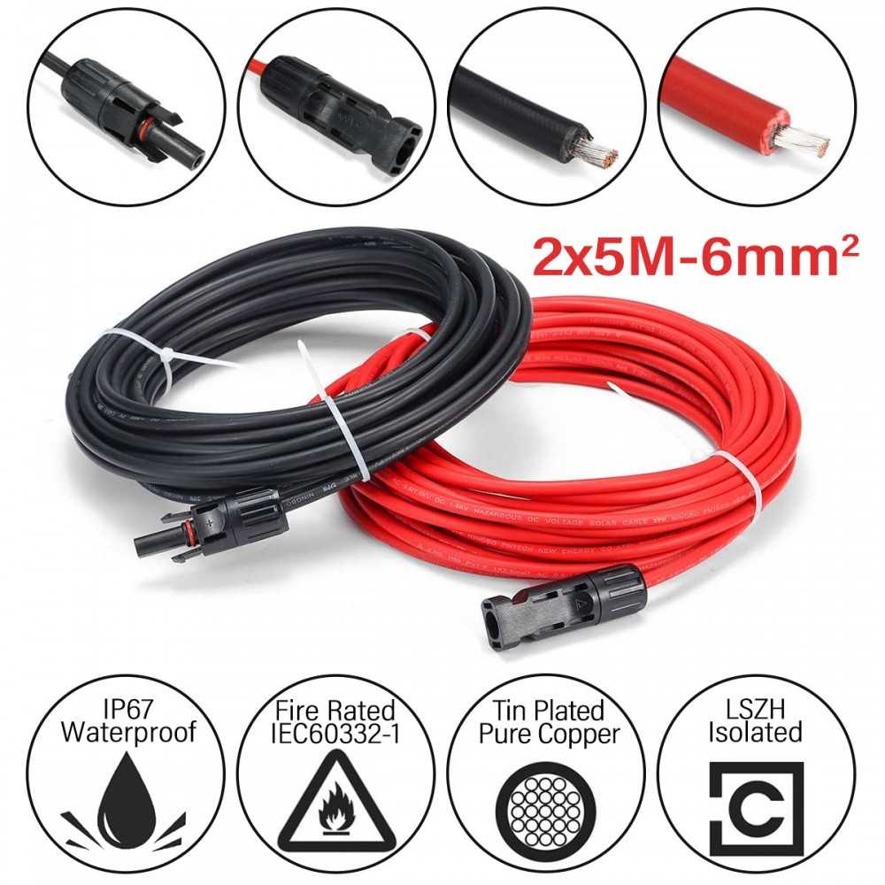 Solar Cable Kit 2x5m-6mmq with F/M MC4 connectors