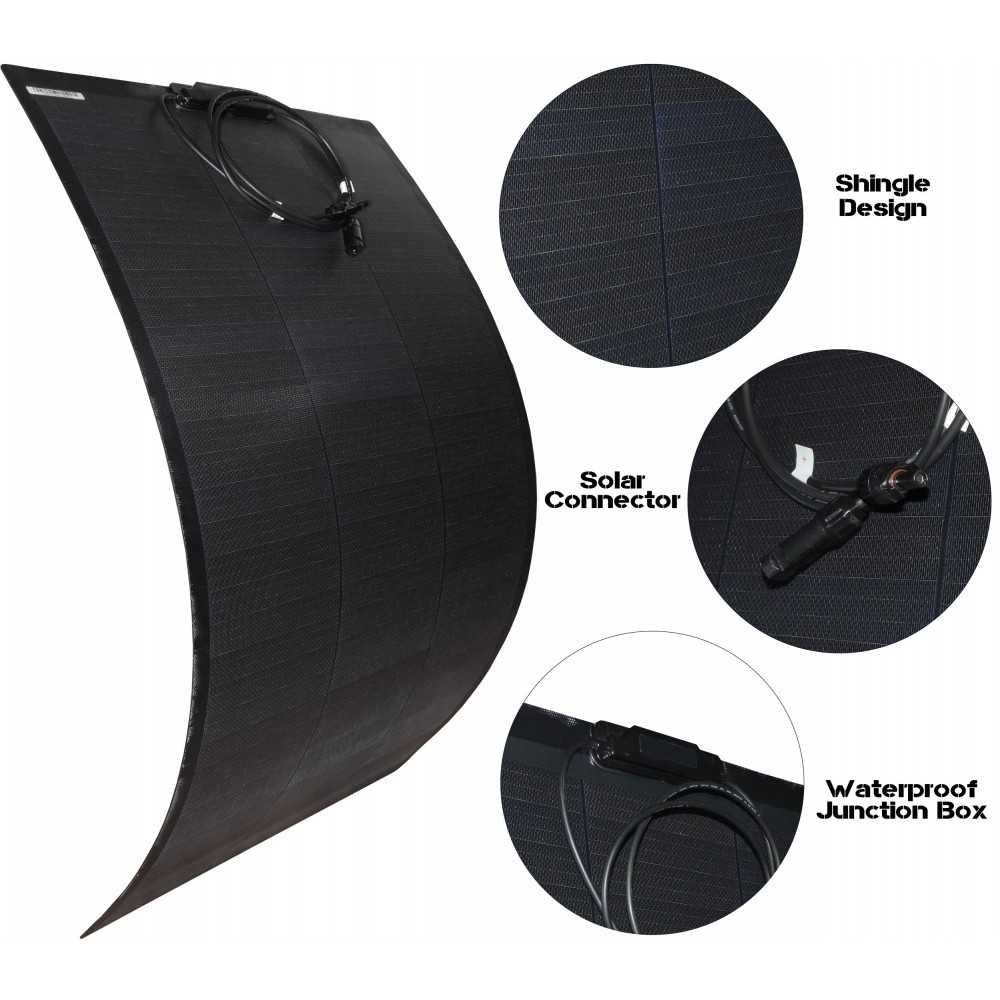 TopSolar 100W 12V Flexible Monocrystalline Solar Panel 123x47cm