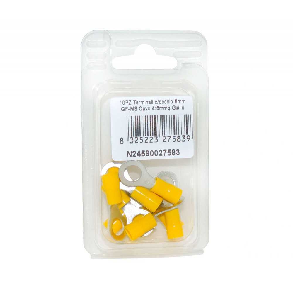GF-M8 Yellow Terminal with eye for Copper Cable 4/6mmq 10PCS