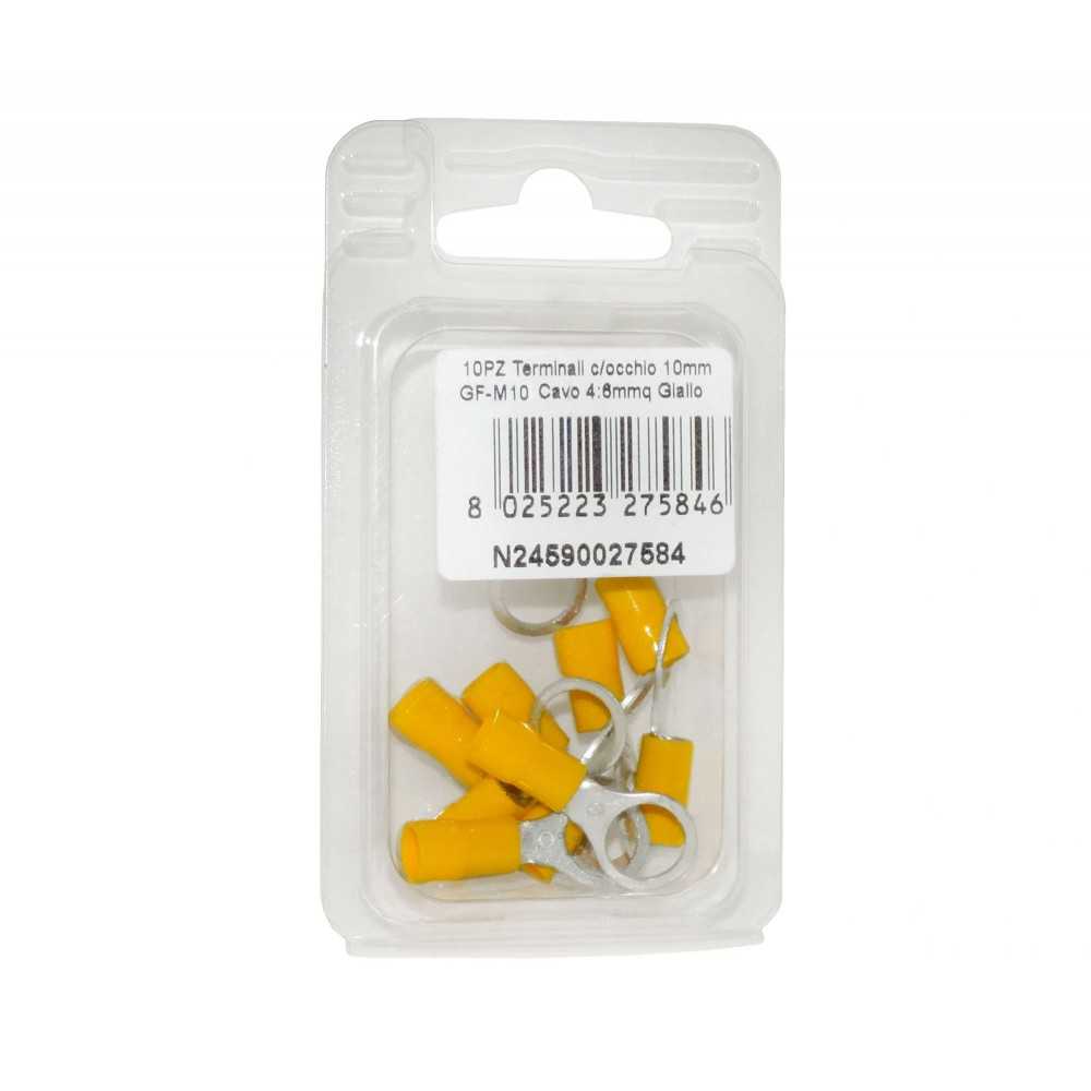 GF-M10 Yellow Terminal with eye for Copper Cable 4/6mmq 10PCS