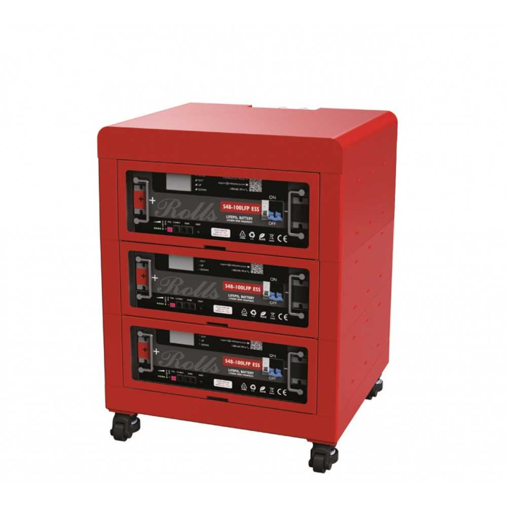 Rolls Lithium LiFePo4 Battery Bank 15.36kWh 3x 100Ah 48V 5.12kWh with 12U  ESS cabinet