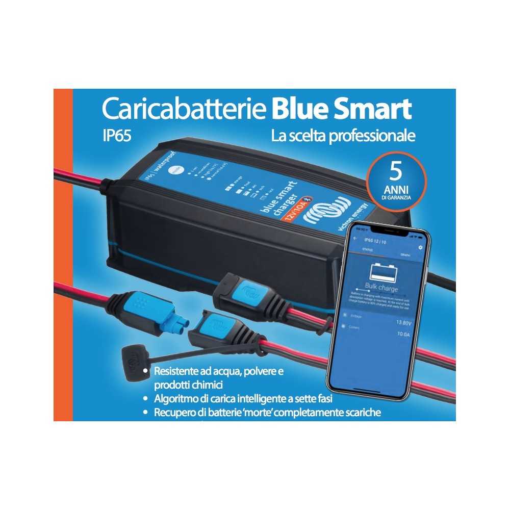 Victron Blue Smart Charger 12/25 Caricabatterie Portatile IP65 12V 25A con Bluetooth