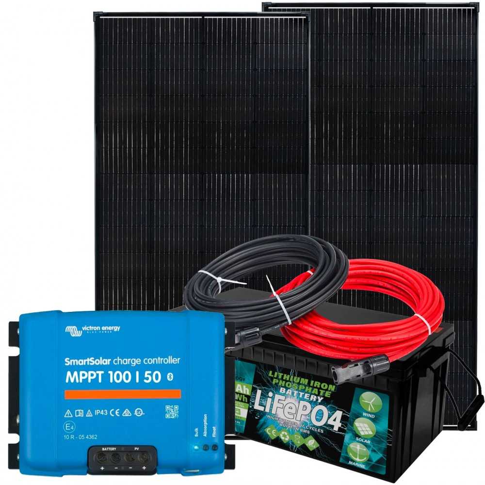 12V 460W Solar Kit with 50A MPPT Charge Controller 240Ah LiFePo4 Battery + Cable Kit