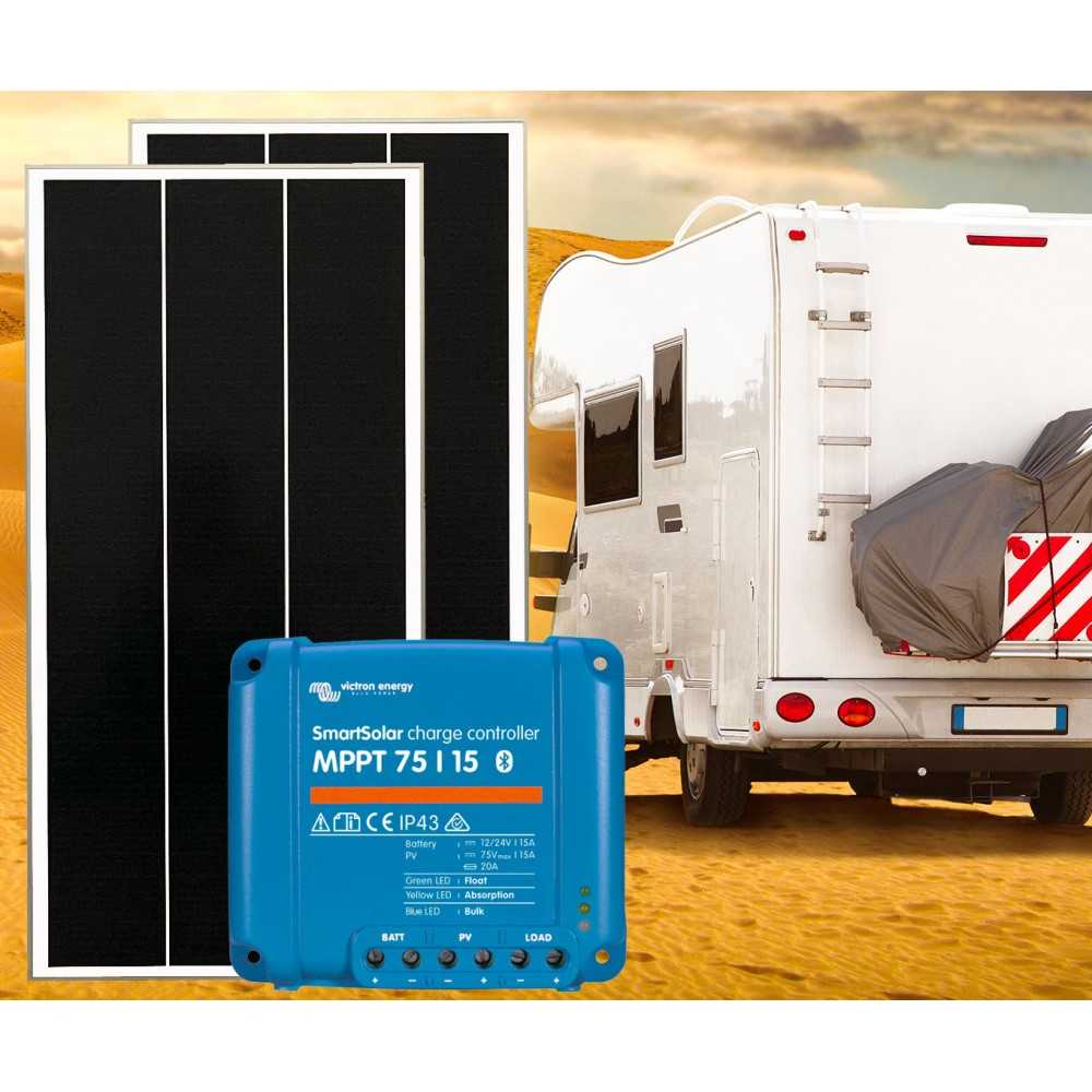 12V 200W Solar Kit + 15A MPPT SmartSolar Charger + Cable Kit