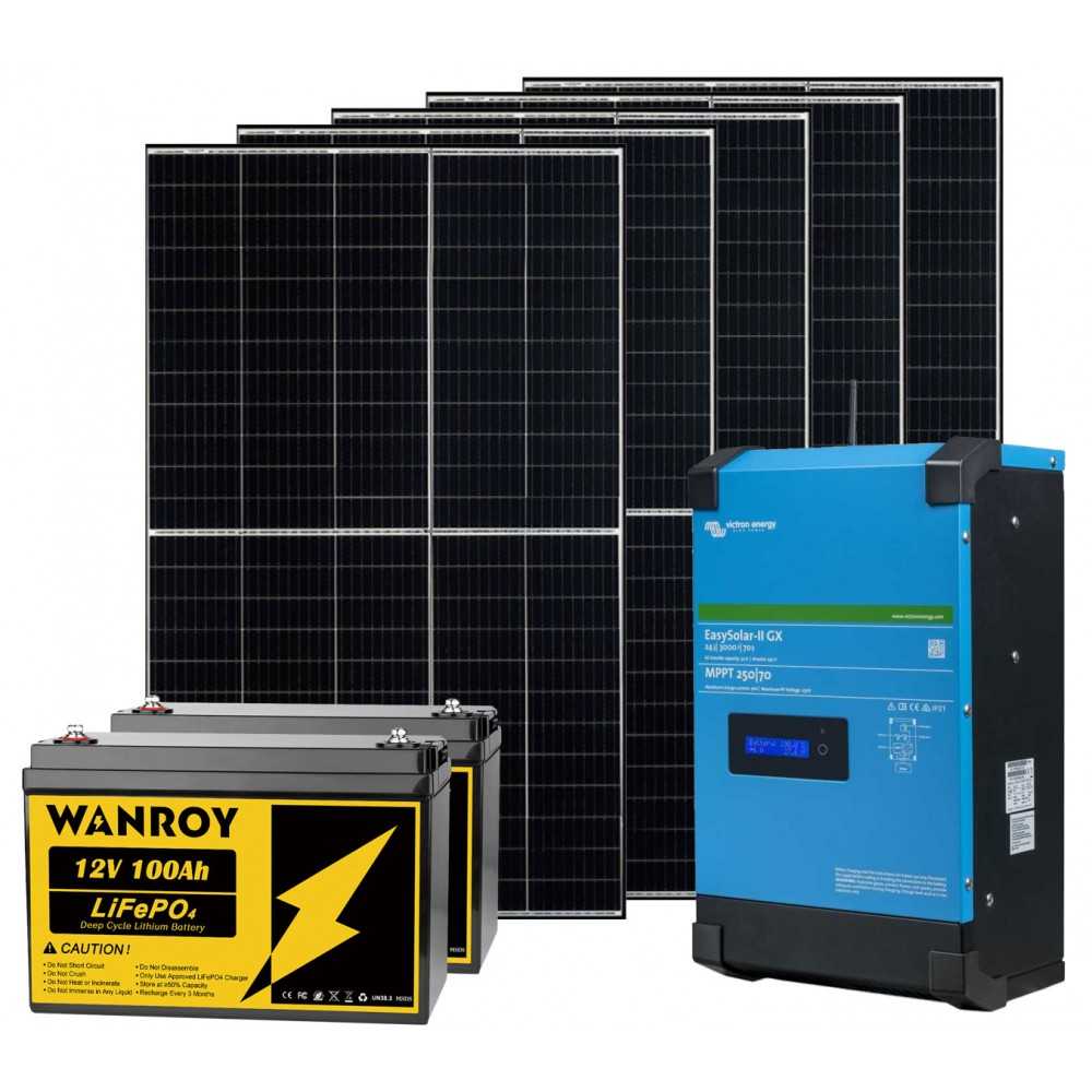 24V 2kW Photovoltaic Kit with 3kVa Inverter 2560Wh LiFePO4 Battery