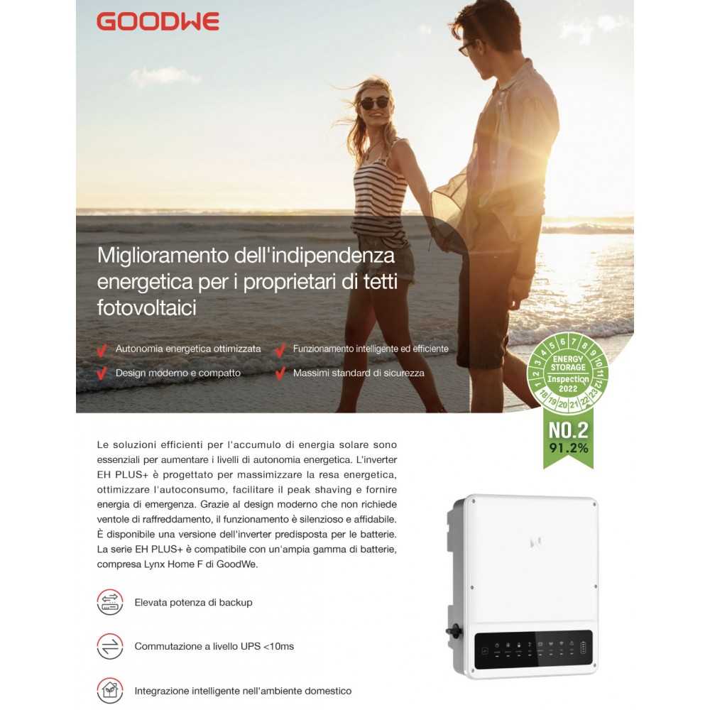 Kit Monofase 7.38kW con Inverter Ibrido Goodwe GW6000N-EH 6kW Con BackUp + Predisposto per accumulo