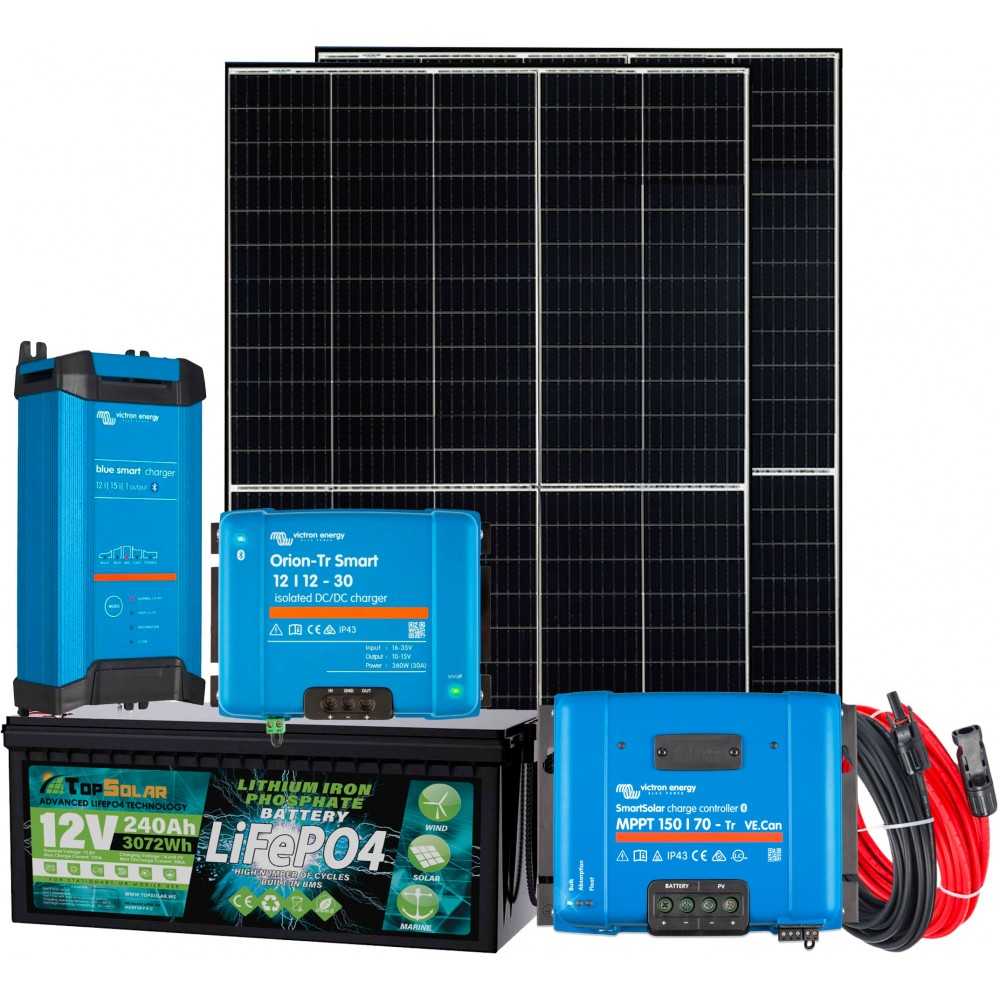 12V 820W All-in-One 3072Wh Storage M1 Photovoltaic Kit to power Camper Boat