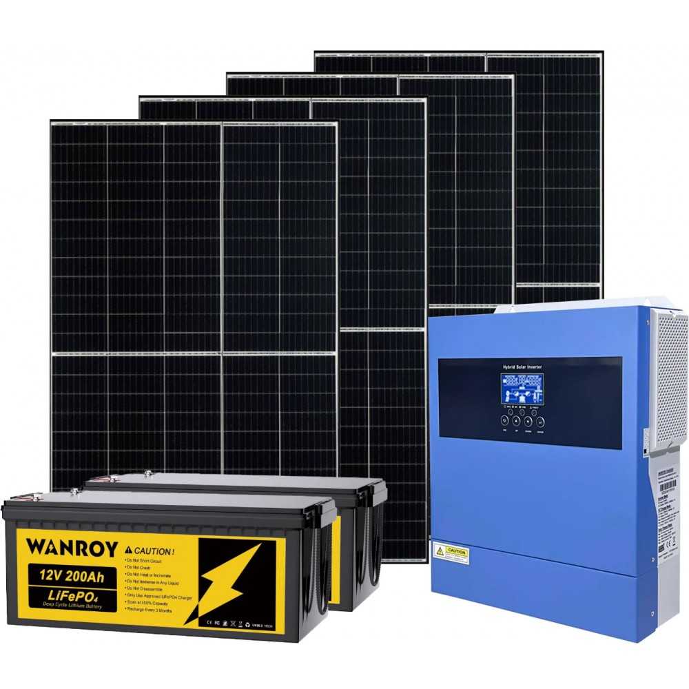 24V 1640W Photovoltaic Kit with 3.6kVA Inverter 5.12kWh LiFePO4 Battery