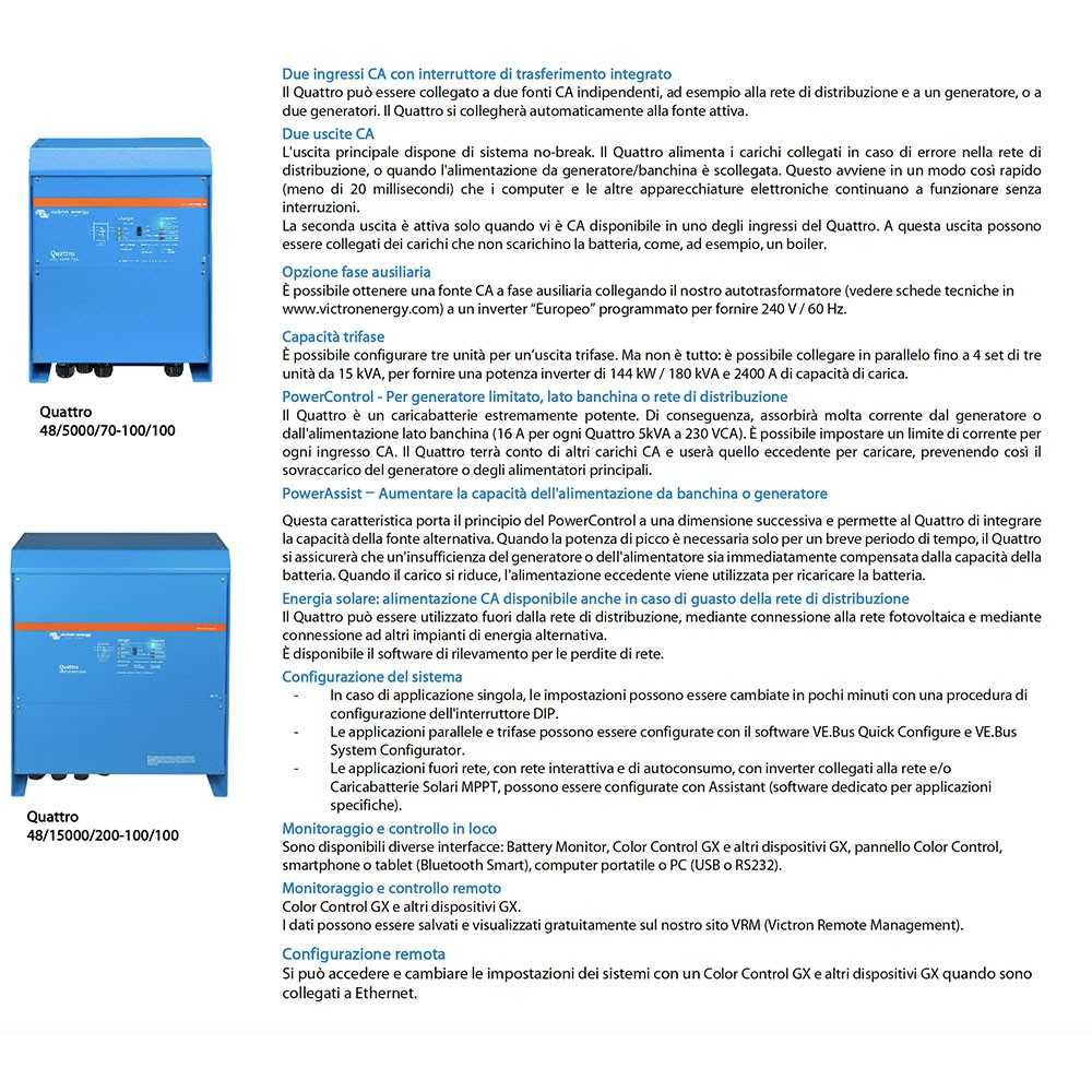 Victron Energy QUATTRO 48/10000/140-100 Inverter 48V 10kW Battery Charger 48V 140A