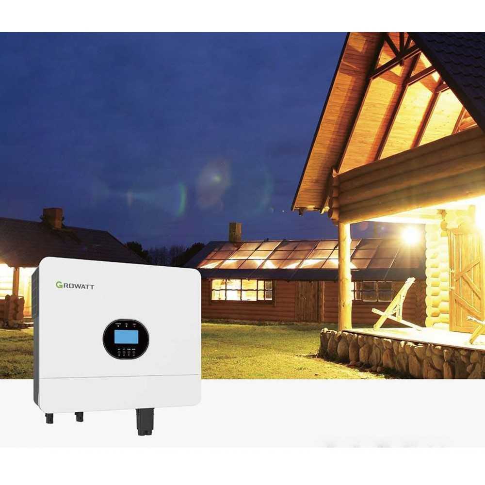 Kit fotovoltaico 6kW 6560W Monofase Off-Grid con accumulo 5kW Growatt Wanroy Per baita o casa isolata