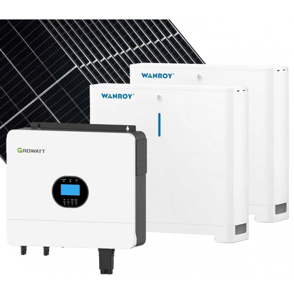 Kit fotovoltaico 6kW 6560W Monofase Off-Grid con accumulo 10kW Growatt Wanroy Per baita o casa isolata