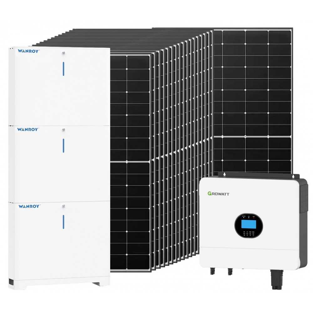 6kW 7740W Single Phase Off-Grid Photovoltaic Kit with 15kW Growatt Wanroy Battery Storage