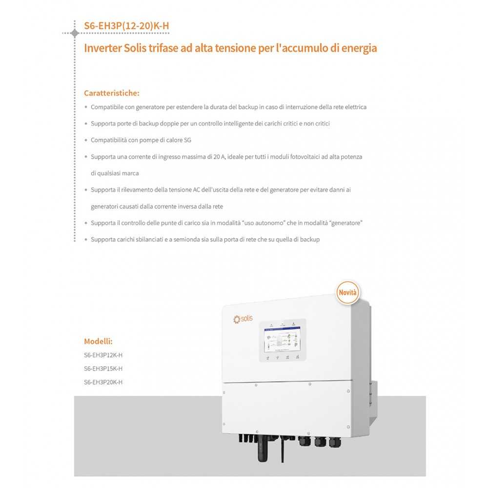 Solis S6-EH3P12K-H 12kW 24000W Inverter Ibrido Trifase 4MPPT Backup