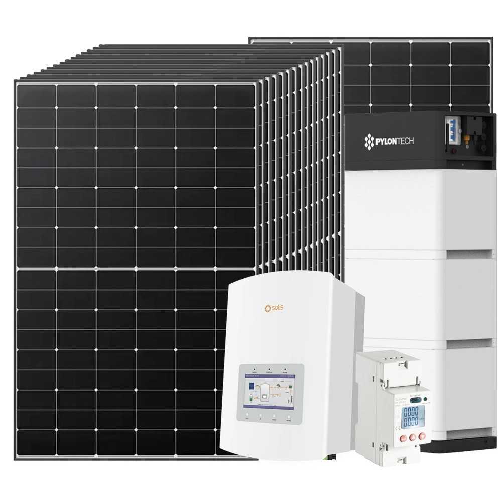 Kit fotovoltaico 6kW 6880W Monofase OnGrid Inverter SOLIS con Backup + Batteria Pylontech 10.65