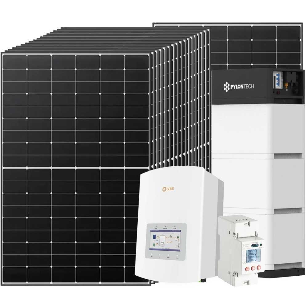 Kit fotovoltaico 6kW 7740W Monofase OnGrid Inverter SOLIS con Backup + Batteria Pylontech 10.65