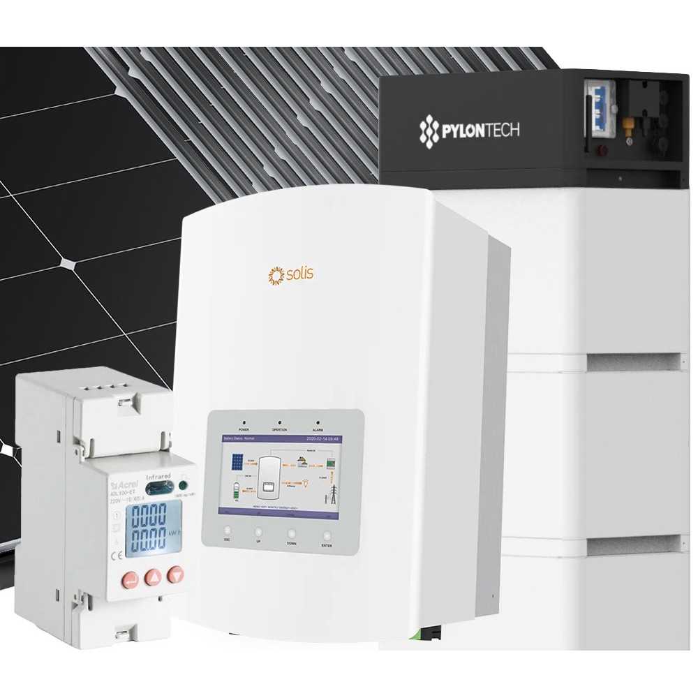 Kit fotovoltaico 6kW 7740W Monofase OnGrid Inverter SOLIS con Backup + Batteria Pylontech 10.65