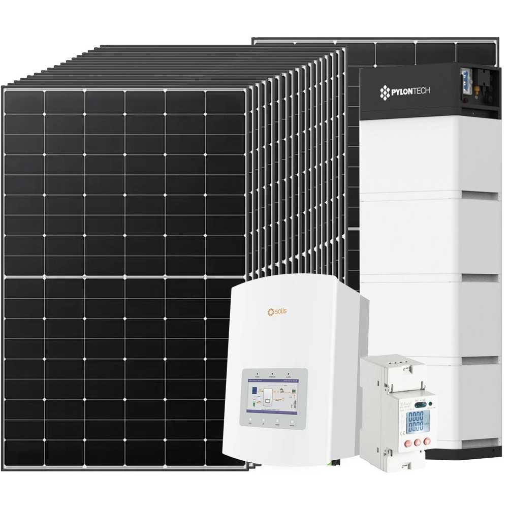 Kit fotovoltaico 6kW 7740W Monofase OnGrid Inverter SOLIS con Backup + Batteria Pylontech 14.21