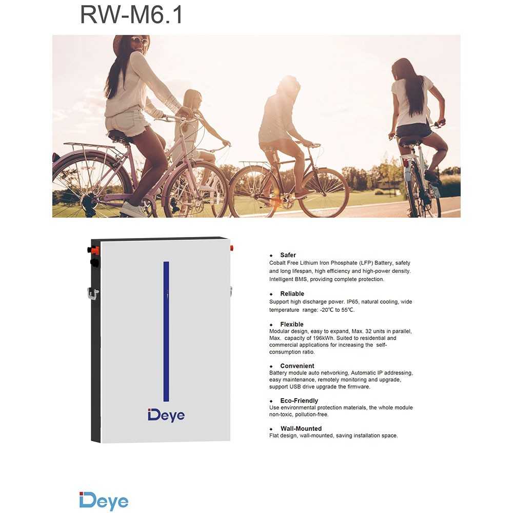 Deye RW-M6.1 6.14kW 51.2V LiFePO4 Battery with BMS