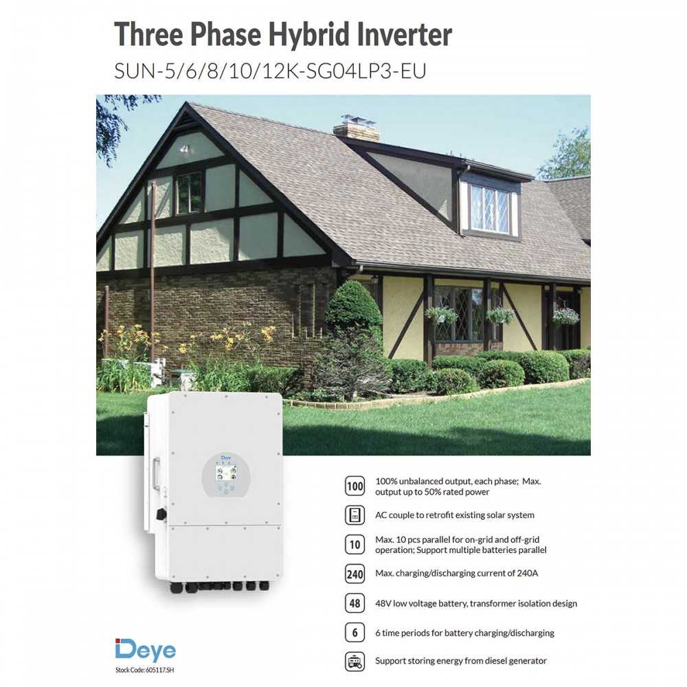 Deye SUN-10K-SG04LP3-EU 10kW Inverter Ibrido Trifase LV CEI 0-21